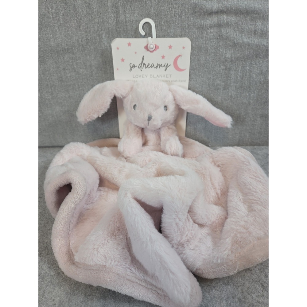 So Dreamy Pink Bunny Rabbit Lovey Security Blanket Soft Plush Baby Toy NEW